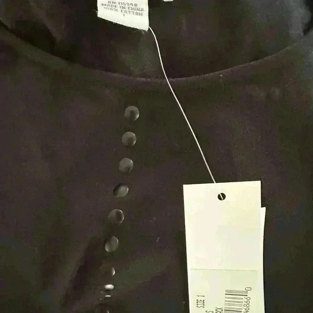 NWT Joan Vass BLACK Studded Long Sleeve Dress w pockets Size 1 (equiv 8/10) - Picture 4 of 6